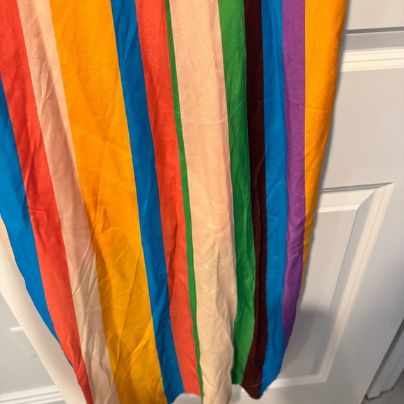 Marie Oliver Elena Striped Silk Halter Multi Colored Midi Dress | S - Picture 7 of 7
